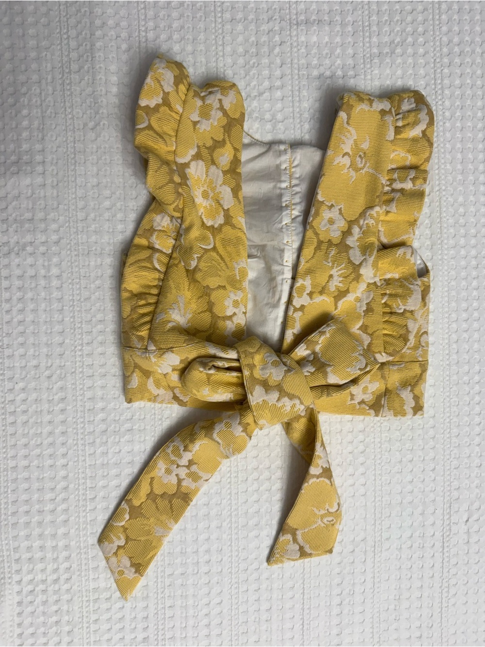 Sezane Yellow and White Floral Tie-Back Crop Top BRAND NEW W/O TAGS - Picture 6 of 8